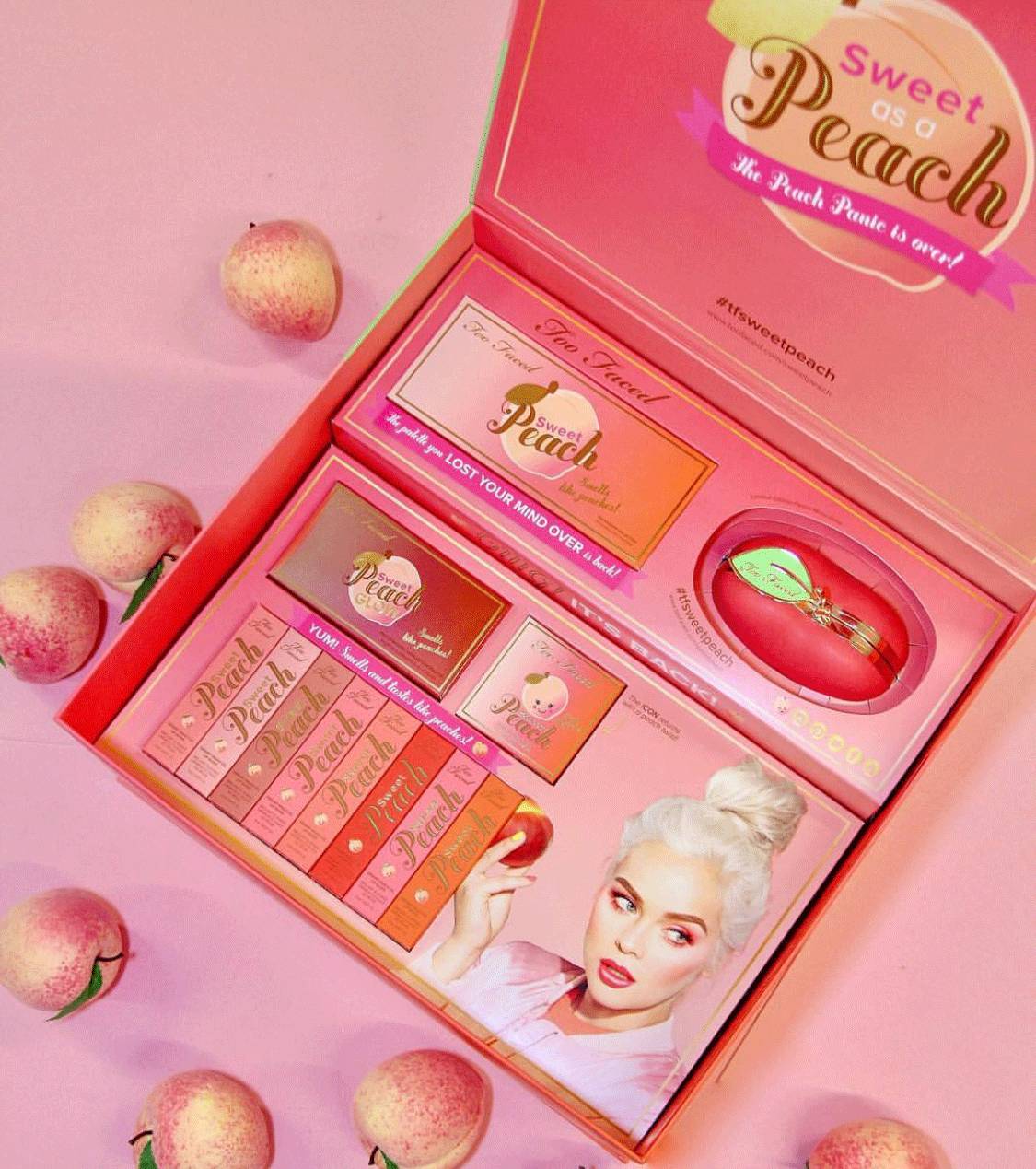 too faced sweet peach 18色蜜桃眼影盘 整个盘子显色度都比较一般